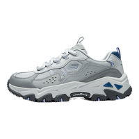 斯凯奇(Skechers)2024春季女款户外徒步鞋牛皮橡胶底轻质吸震耐磨 180128 灰色/蓝色/GYBL 37.5