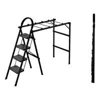 艾瑞科梯子家用折叠梯人字梯踏步板加厚伸缩便携多功能晾衣架两用梯 加厚黑色四步梯