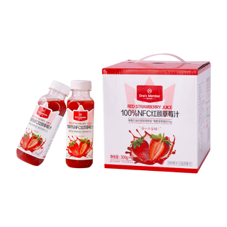 1号会员店100%NFC草莓汁 鲜榨草莓纯果汁饮料 礼盒装 300g*9