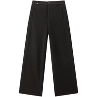 太平鸟女装休闲裤厚绒款糯米裤高腰直筒裤秋冬保暖阔腿 经典黑 S