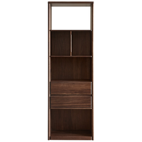 全友家居卧室书柜实木框架学习办公桌胡桃木色书桌椅子组合套装DW8089 胡桃色开放式书柜 胡桃色|开放式书柜