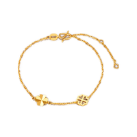 老庙黄金手链足金幸运四叶草手链百搭女款 四叶草手链约2.3g+礼盒