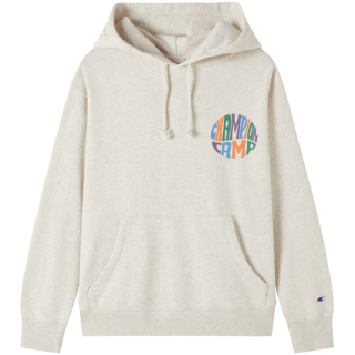  Champion 印花字母LOGO 连帽套头卫衣  米白色 常规款