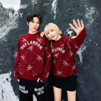 BOY LONDON【红酒派对】冬季情侣毛衣套头圆领酒红色上衣N60906 酒红色