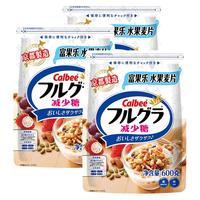日本Calbee卡乐比减糖麦片早餐即食谷物麦片600g*3果乐水果干