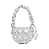 CARLYN【Minnie同款】POING迷你韩国小众轻奢设计褶皱云朵包单 HOLOGRAM镭射珍珠白色OP 48小时