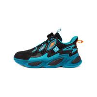 361°童鞋男童休闲鞋2024年春季中大童运动鞋 碳黑/水鸭青/电光橙色 35码