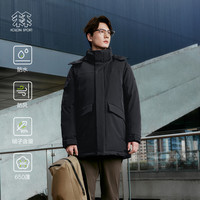 KOLON SPORT/可隆 男士中量毛领连帽羽绒服 防水防风透湿 黑色 2XL