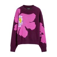 DESIGUAL 【西班牙时尚奢品】25秋冬羊毛混纺花卉提花刺绣女士针织衫