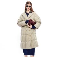保暖服饰：DKNY 唐可娜儿 女士宽松保暖西装领格纹绗棉长款大衣