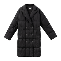 DKNY 【高智感】宽松保暖西装领格纹绗棉长款女式大衣2025秋冬棉服