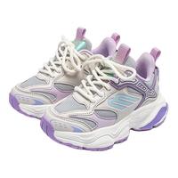 哈比熊（HOBIBEAR）儿童网面运动鞋2024春秋休闲鞋男女童透气中大童青少年跑步鞋 单层 GS8100白紫 34码 鞋内长22.0cm