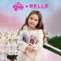 百丽(Belle)童鞋小马宝莉联名女童水晶鞋秋季小女孩公主单鞋水钻儿童皮鞋 粉色 25 适合脚长约15.1-15.5cm