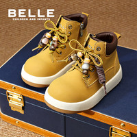 百丽(Belle)童鞋女童马丁靴2025冬季儿童加绒大黄靴男童保暖厚底工装靴子 驼色 28 适合脚长约17.1-17.6cm