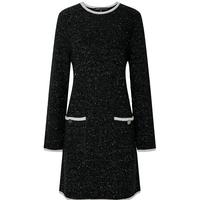 BCBGMAXAZRIA 【初剪羊毛混纺】黑白美学饰边金丝小香风针织连衣裙25秋冬