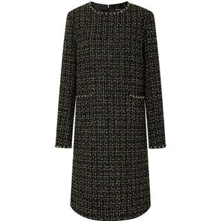 BCBGMAXAZRIA 【初剪羊毛混纺】璀璨星河经典链条小香风粗花呢连衣裙25秋冬