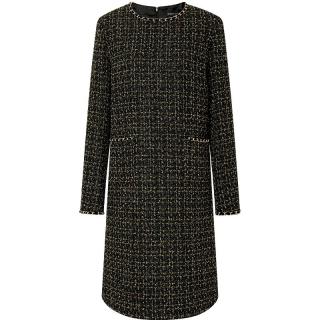BCBGMAXAZRIA 【初剪羊毛混纺】璀璨星河经典链条小香风粗花呢连衣裙25秋冬