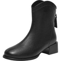 百思图 女士通勤时装靴 粗跟短靴