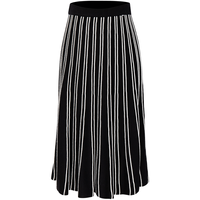 BCBGMAXAZRIA 【黑白美学】经典时尚撞色立线中长款A字针织半身裙25秋冬