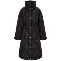 BCBGMAXAZRIA 【90鹅绒】气质轻盈金属扣饰中长款抽绳加厚羽绒服25冬