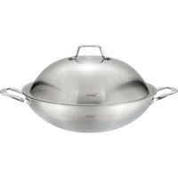 炒锅304不锈钢大炒菜锅38cm少油烟不粘锅燃气煤气电磁炉通用锅具