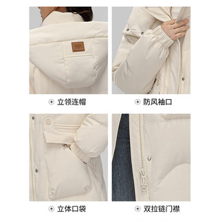 雅鹿羽绒服女中长款2025冬季时尚韩版连帽加厚保暖宽松外套 米色 M /160 【110-125斤】