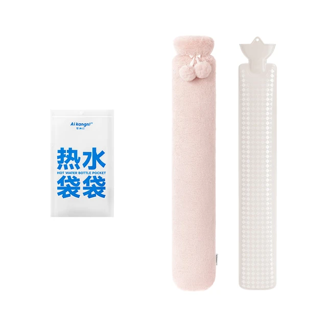 热水袋注水加长暖水袋暖肚子暖脚长条加厚防爆热敷 2.5L粉色 【粉色布套】+【2.5L暖水袋】