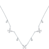 周六福项链女蝴蝶结链坠S925银高级感J0614989 40+5cm