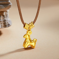 金至尊（3DG Jewellery）古法黄金小马黄金吊坠足金999生肖马绳项链计价 总重6.52克（金重4.73克）