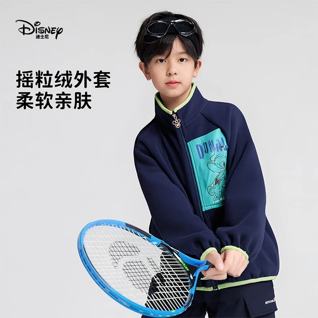迪士尼（Disney）儿童男童摇粒绒外套2025秋冬季新款女童加厚保暖开衫长袖上衣服 紫色 160 （150-160cm 80-10斤）
