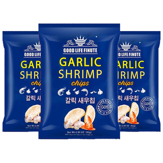 趣莱福虾片韩国膨化食品休闲零食品KKV办公室零食 蒜味虾片 82g 3包