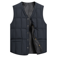 鸭鸭羽绒马甲男短款轻薄中老年冬季保暖休闲百搭马夹背心男 藏青 XL 180(135-150斤)
