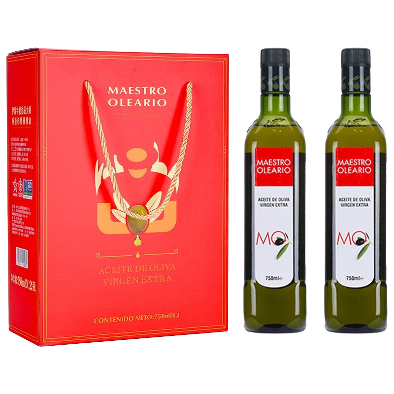 MAESTRO OLEARIO 伊斯特帕油品大师 特级初榨橄榄油礼盒750ml*2瓶犹太洁食西班牙原瓶原装进口油EVOO