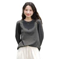 班尼路灰色薄绒打底衫女内搭2025秋季可外穿上衣宽松长袖t恤H