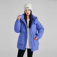 雪中飞 【都市休闲风】女式羽绒服中长款时尚休闲大口袋连帽女士羽绒服