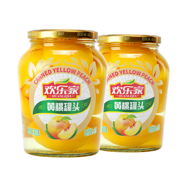 欢乐家 糖水黄桃罐头900g*2瓶 新鲜水果罐头 礼盒送礼 休闲零食