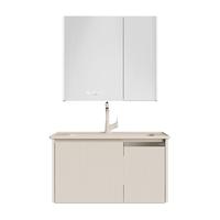 九牧(JOMOO)浴室柜陶瓷一体盆洗手盆柜组合铝合金柜卫生间洗漱台洗手台A2769 【魔镜MAX】暮云白-无龙头90cm