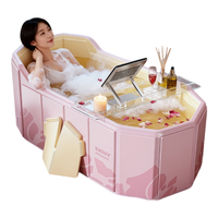 格威奈浴缸家用泡澡桶大人折叠浴桶洗澡桶婴儿游泳桶超大保温折叠桶保温 1.2米【秘密花园】基础套餐