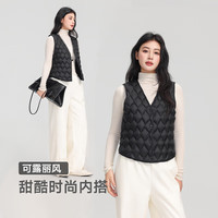 杰克菲雷90白鸭绒轻薄羽绒马甲女士轻便保暖背心内胆内穿羽绒坎肩2025 黑色（2.0版） L （110-120斤）