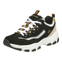 斯凯奇女鞋夏季2025黑金熊猫鞋休闲网面透气运动鞋厚底增高老爹鞋 BKGD 37