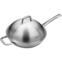 Momscook 慕厨 炒锅304不锈钢无涂层无油烟物理不粘锅煤气电磁炉炒菜锅