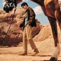 他她（TATA）2025冬舒适百搭休闲男靴马丁靴靴子高帮真皮户外VQC01DD5 棕黄（绒里） 41