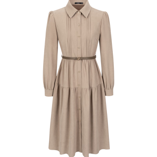 衣香丽影 时尚优雅百搭气质长袖连衣裙BLY12309105 浅卡其 S