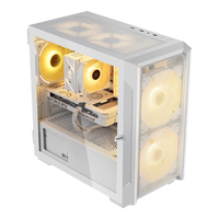 鑫谷(segotep) 灵致D台式机电脑机箱MINI侧透MATX小机箱办公机箱 卓灵1白色+5个锐冷彩虹白光风扇(大4P接口)