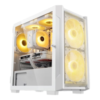 鑫谷(segotep) 灵致D台式机电脑机箱MINI侧透MATX小机箱办公机箱 卓灵1白+5个溢彩ARGB温控风扇+遥控套装