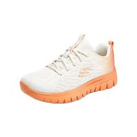 斯凯奇(Skechers)2023年春季新款女子方糖渐变休闲透气运动鞋健步鞋149655 自然色/橘色/NTOR 37.5