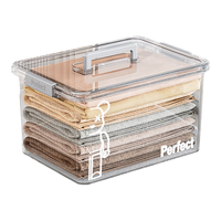 友耐收纳箱透明大号储物箱桌面收纳盒带盖玩具衣服塑料整理箱 中号透明