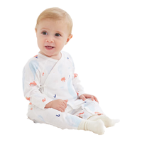 YeeHoO英氏婴儿衣服5A抗菌哈衣新生儿纯棉乳木果四季连体衣爬服 气泡和蛤 66CM