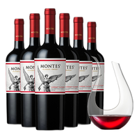 MONTES 蒙特斯 智利红酒蒙特斯天使珍藏赤霞珠+洛神山庄PB蓝红葡萄酒6支