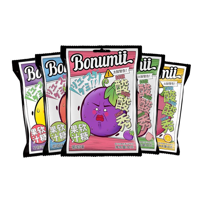 Bonumii 宝奴咪 果汁软糖组合装 2口味 80g*2袋（白桃味80g+葡萄味80g）